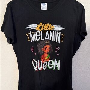 Port and Company Black Little Melanin Queen Tee